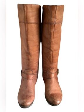 Luca Ferri Riding Over-the-Knee Leather Boots in Cognac Brown